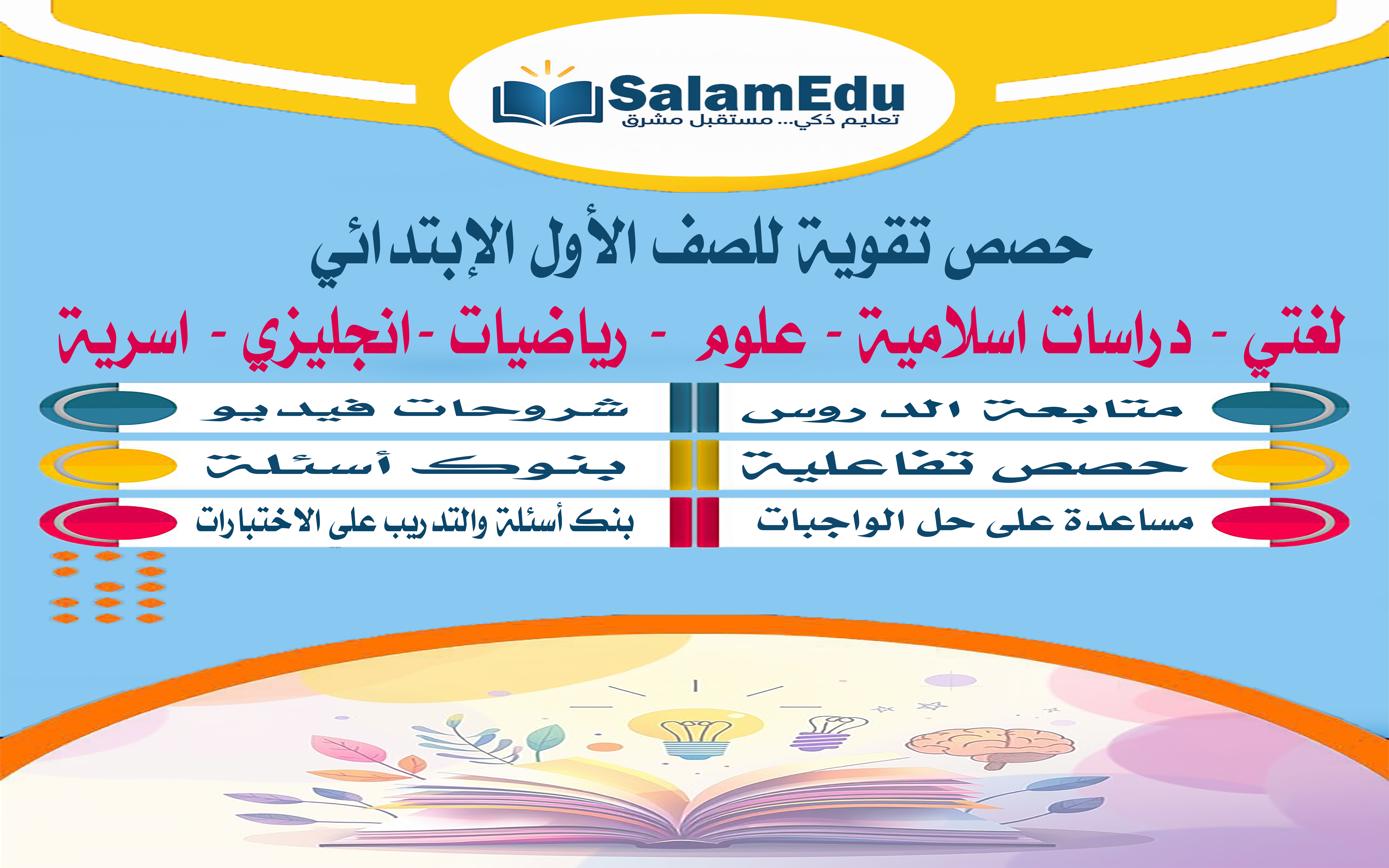 تقوية لجميع مواد الصف الأول الابتدائي