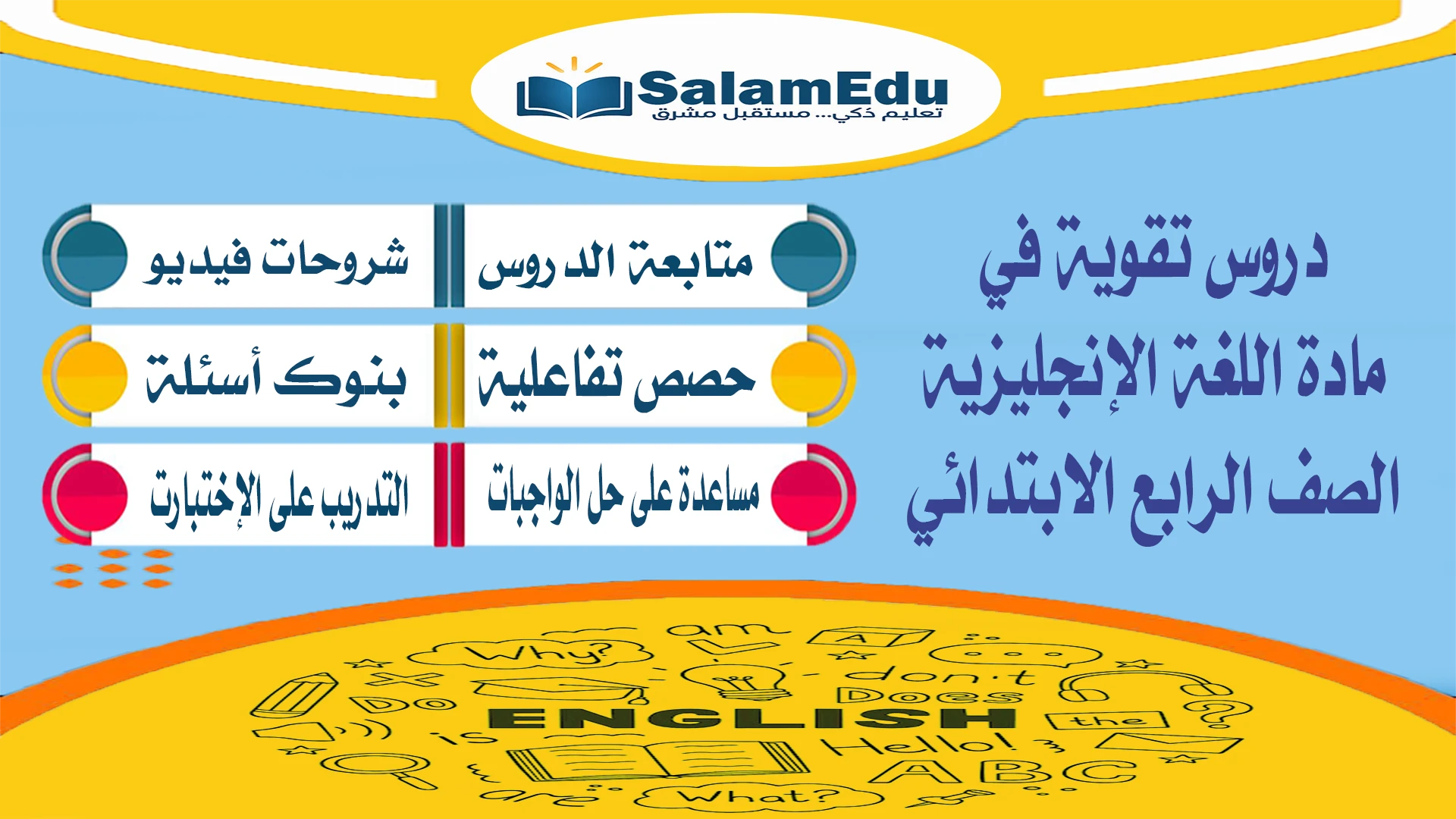 دروس تقوية لمادة اللغة الانجليزية للصف الرابع الإبتدائي